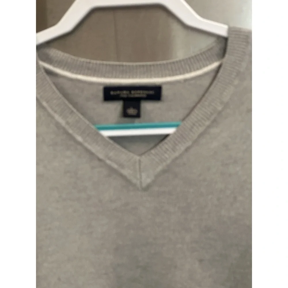 Banana Republic Men's Gray Silk Cashmere V-Neck Knit Pullover Sweater L